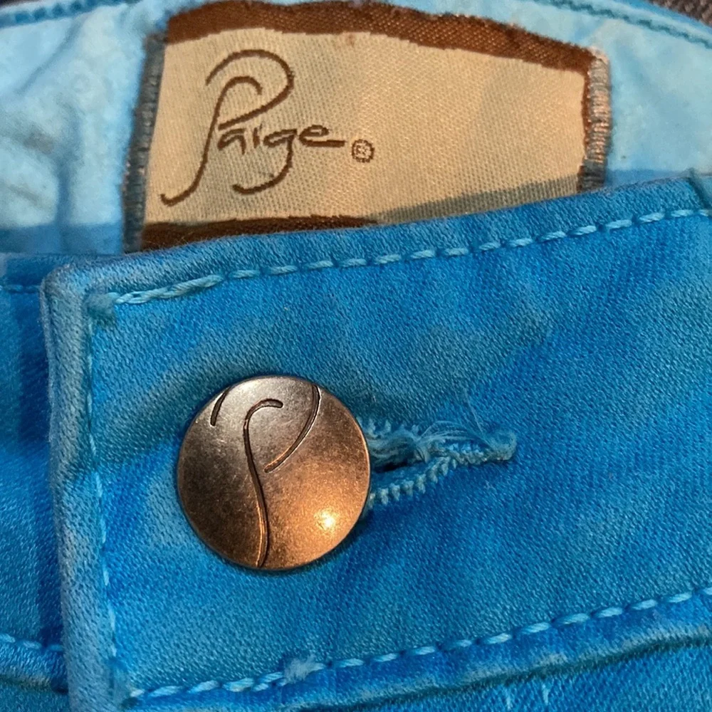 Paige Turquoise Peg Skinny Jeans
